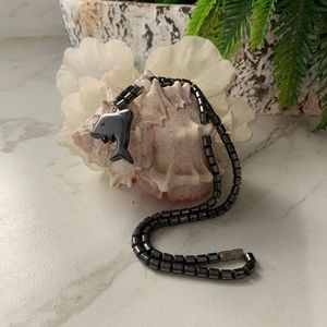 Cute whale hematite necklace.